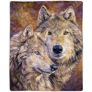 Wolf Print Sherpa Fleece Throw Blanket 50X60 NWT
